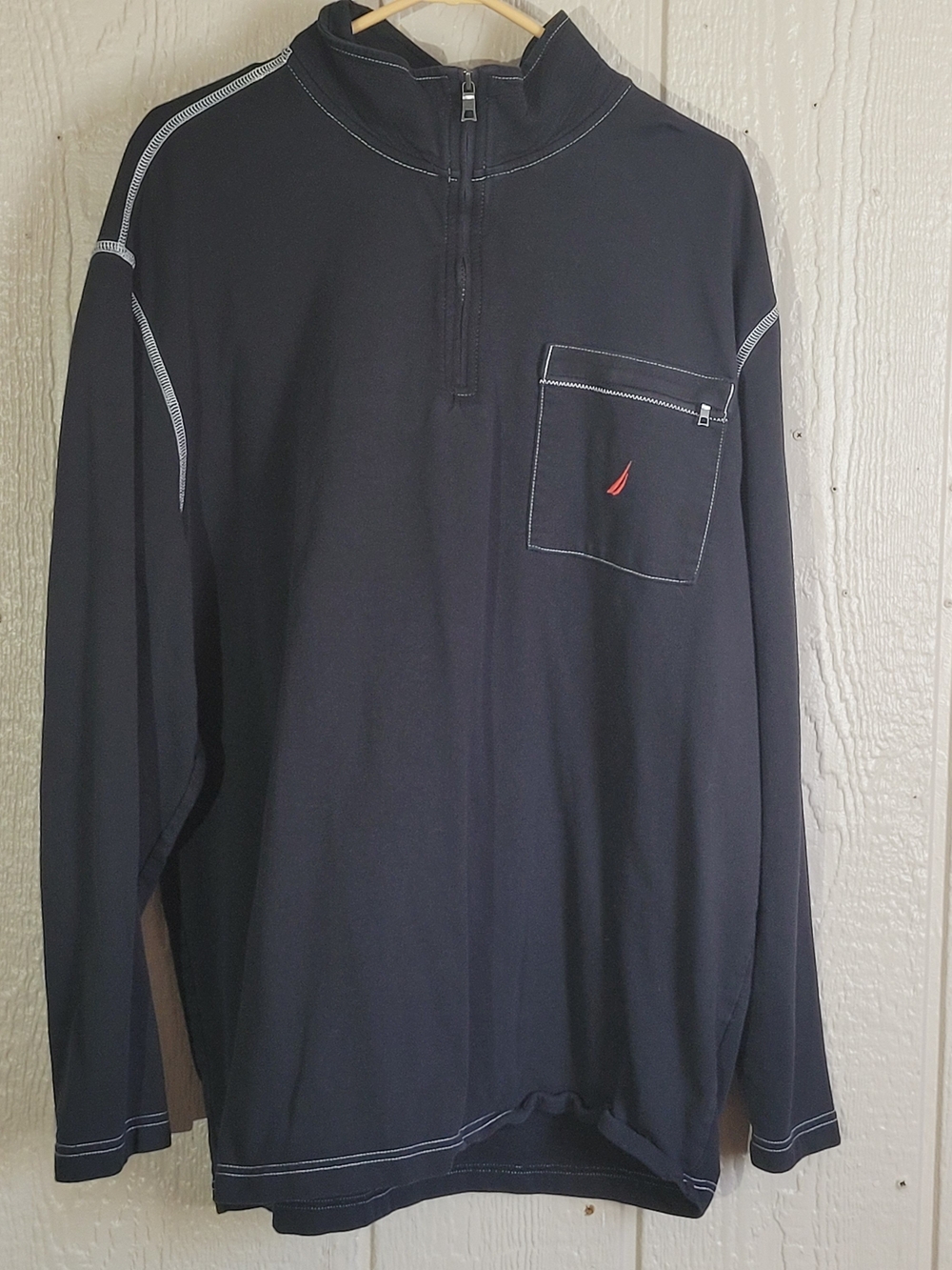Nautica Long-Sleeve Quarter-Zip Pullover with Chest Pocket